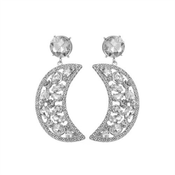 Jewelry - Fashion Hollow-out Moon Shape Design Rhinestone Women Earrings
